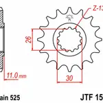 Pignon JT SPROCKETS 16 dents acier pas 525 type 1591 Yamaha
