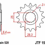Pignon JT SPROCKETS 13 dents acier pas 520 type 1592