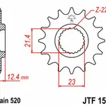 Pignon JT SPROCKETS 14 dents acier pas 520 type 1593 Yamaha YMF250R Raptor