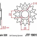 Pignon JT SPROCKETS 15 dents acier anti-boue pas 520 type 1901 KTM