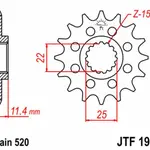 Pignon JT SPROCKETS 15 dents acier pas 520 type 1902 KTM