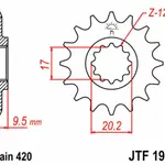 Pignon JT SPROCKETS 14 dents acier pas 420 type 1906