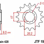 Pignon JT SPROCKETS 13 dents acier pas 428 type 1907