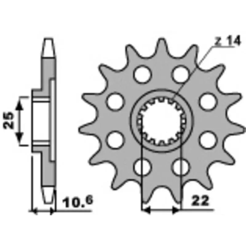 Pignon PBR 14 dents acier pas 525 type 2125 MV Agusta F4 Brutale