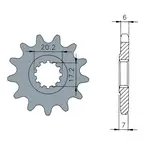 Pignon TECNIUM 13 dents acier standard pas 420 type 1120 moteurs AM6