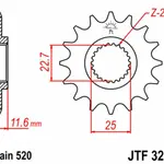 Pignon JT SPROCKETS 13 dents acier pas 520 type 3221 Polaris