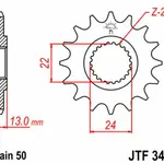 Pignon JT SPROCKETS 16 dents acier pas 520 type 3411 Can-Am/Bombardier