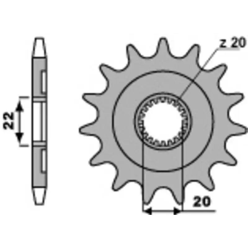Pignon PBR 13 dents acier pas 520 type 2103 Yamaha YZ125