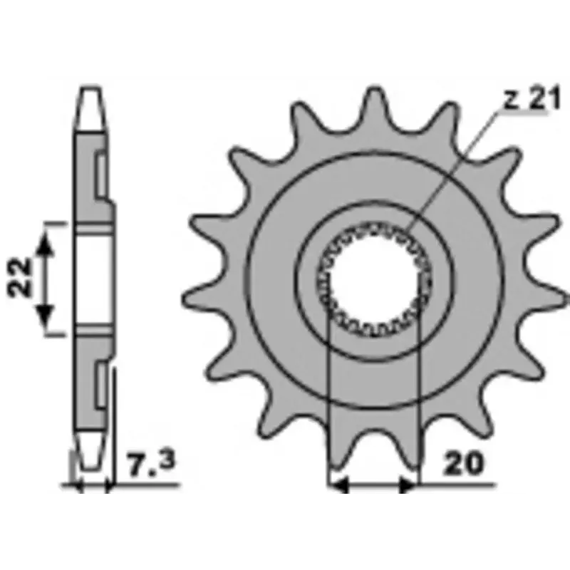 Pignon PBR 13 dents acier pas 520 type 2120 Honda CR125R