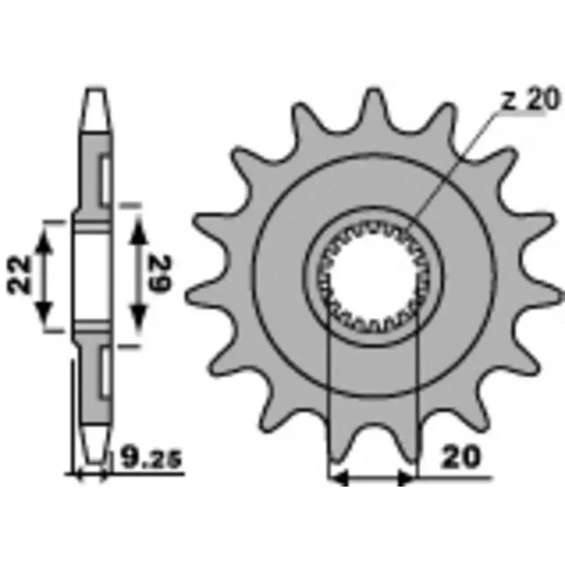 Pignon PBR 13 dents acier pas 520 type 2146 Kawasaki KX250F