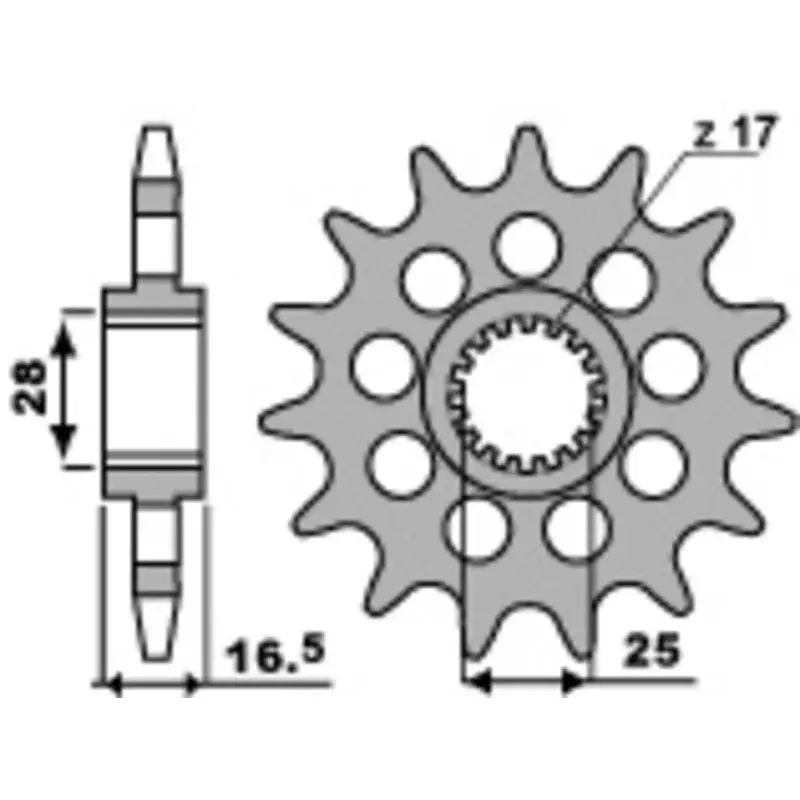 Pignon PBR 17 dents acier pas 525 type 2147 KTM 950 Super Moto