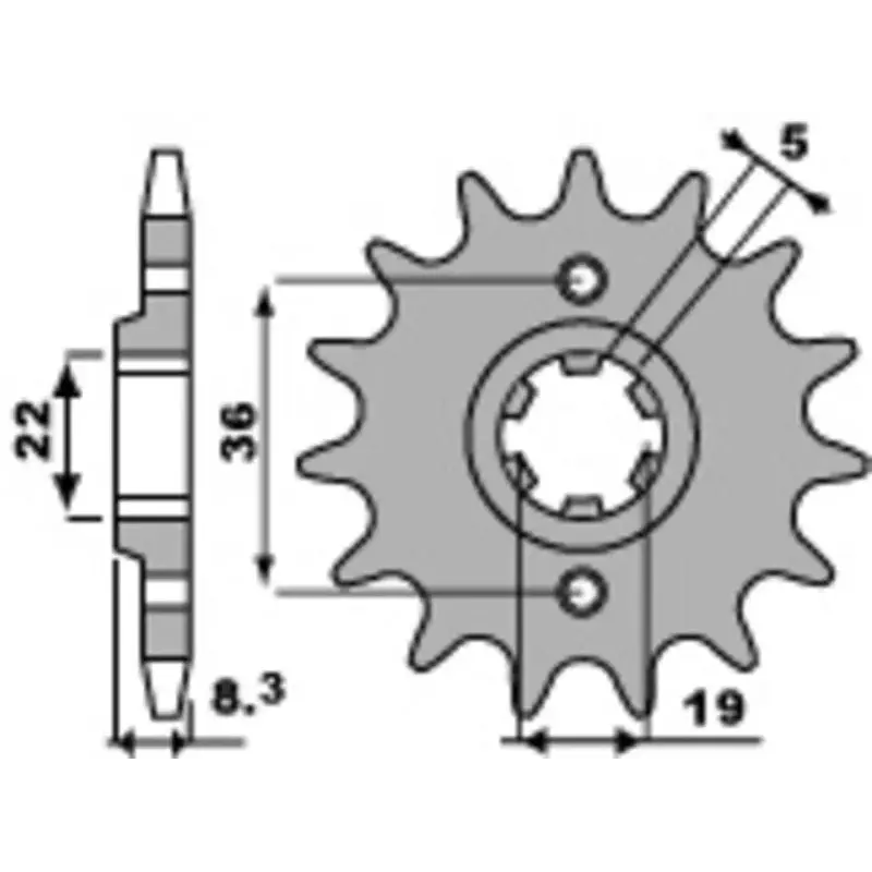 Pignon PBR 14 dents acier pas 520 type 2502 Honda XR350