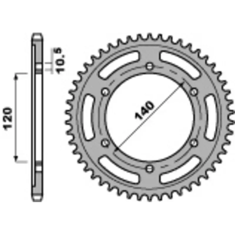 Couronne PBR 45 dents acier standard pas 530 type 498