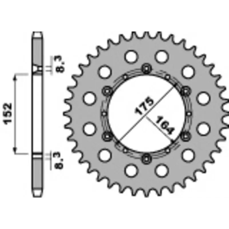 Couronne PBR 42 dents acier standard pas 520 type 856