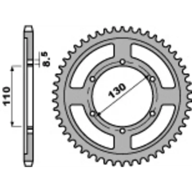 Couronne PBR 46 dents acier standard pas 428 type 4372