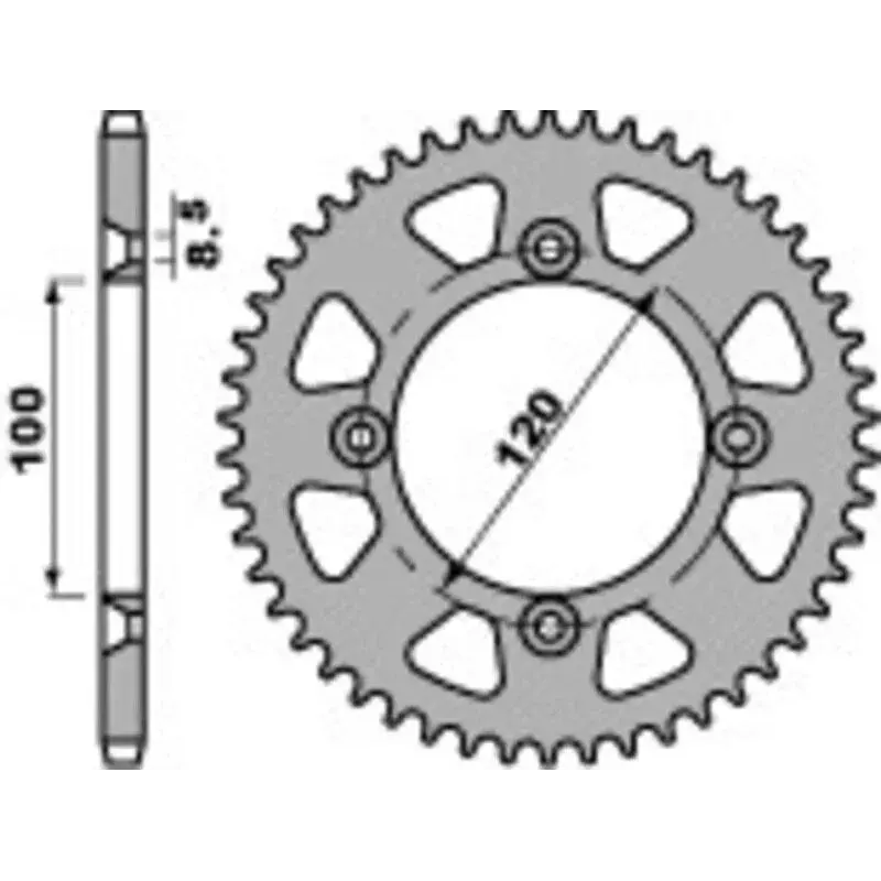 Couronne PBR 52 dents alu ultra-light pas 428 type 798