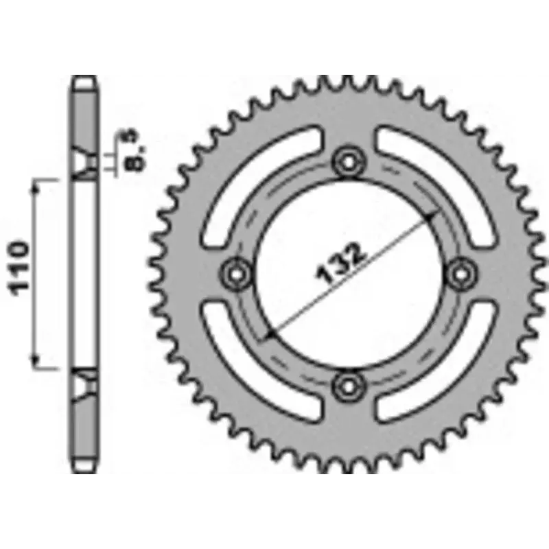 Couronne PBR 46 dents alu ultra-light pas 525 type 4486