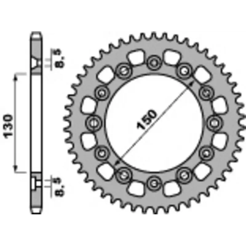 Couronne PBR 48 dents acier standard pas 520 type 4308