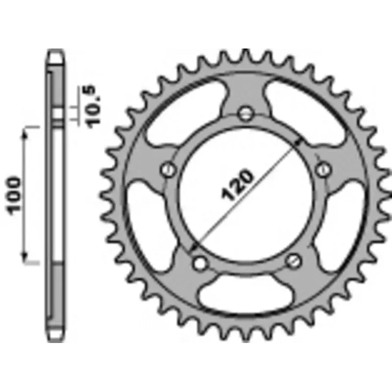 Couronne PBR 46 dents acier standard pas 525 type 4447