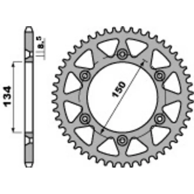 Couronne PBR 48 dents alu ultra-light pas 525 type 489