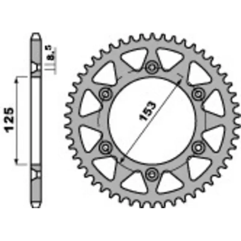 Couronne PBR 50 dents alu ultra-light pas 520 type 289