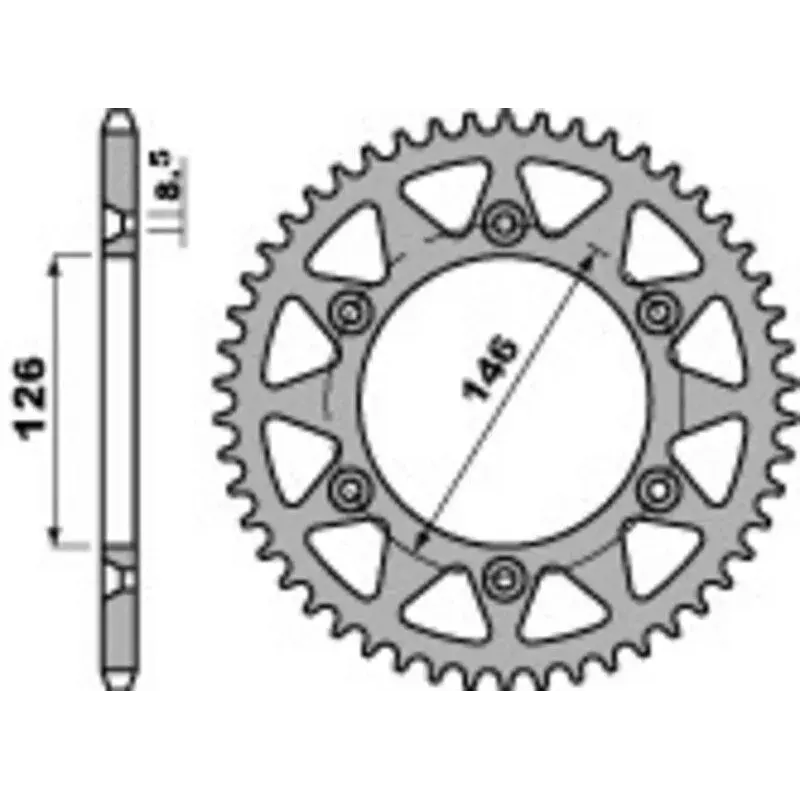 Couronne PBR 50 dents alu ultra-light pas 525 type 808