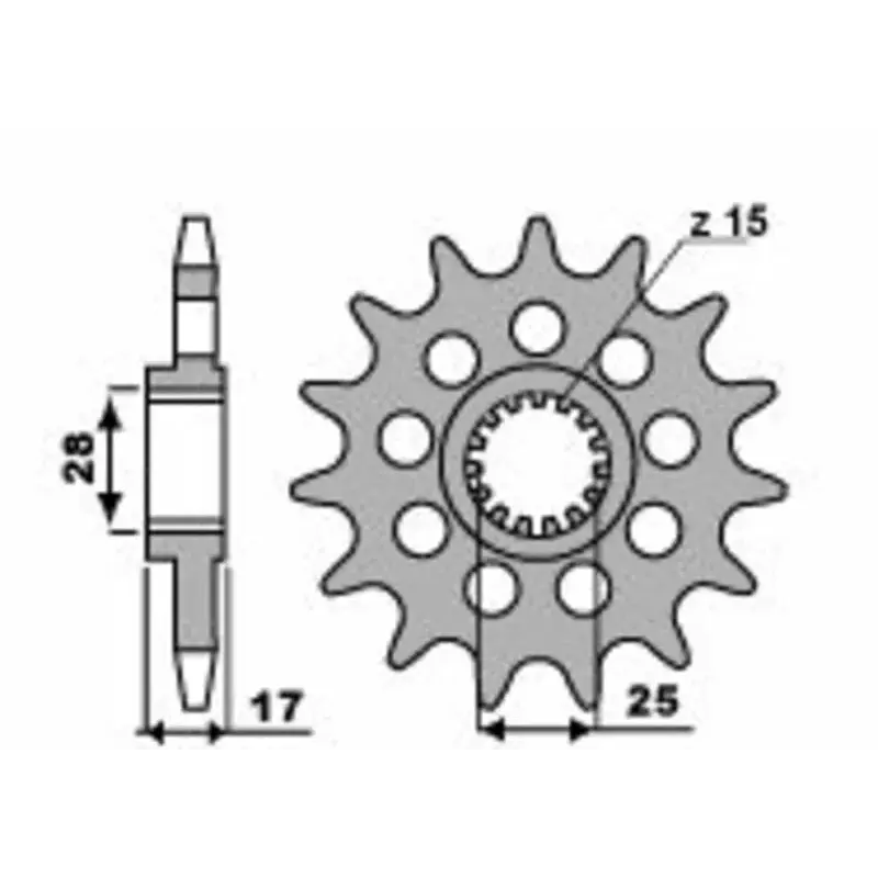 Pignon PBR 15 dents acier Racing pas 520 type 2250 Ducati 899 Panigale