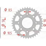 Couronne AFAM 35 dents acier pas 428 type 10201 Daelim 100 Altino