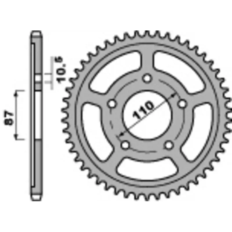 Couronne PBR 45 dents acier standard pas 525 type 828