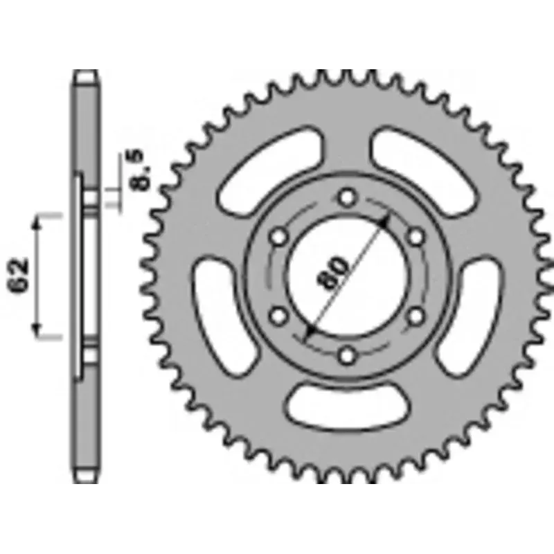 Couronne PBR 51 dents acier standard pas 428 type 842