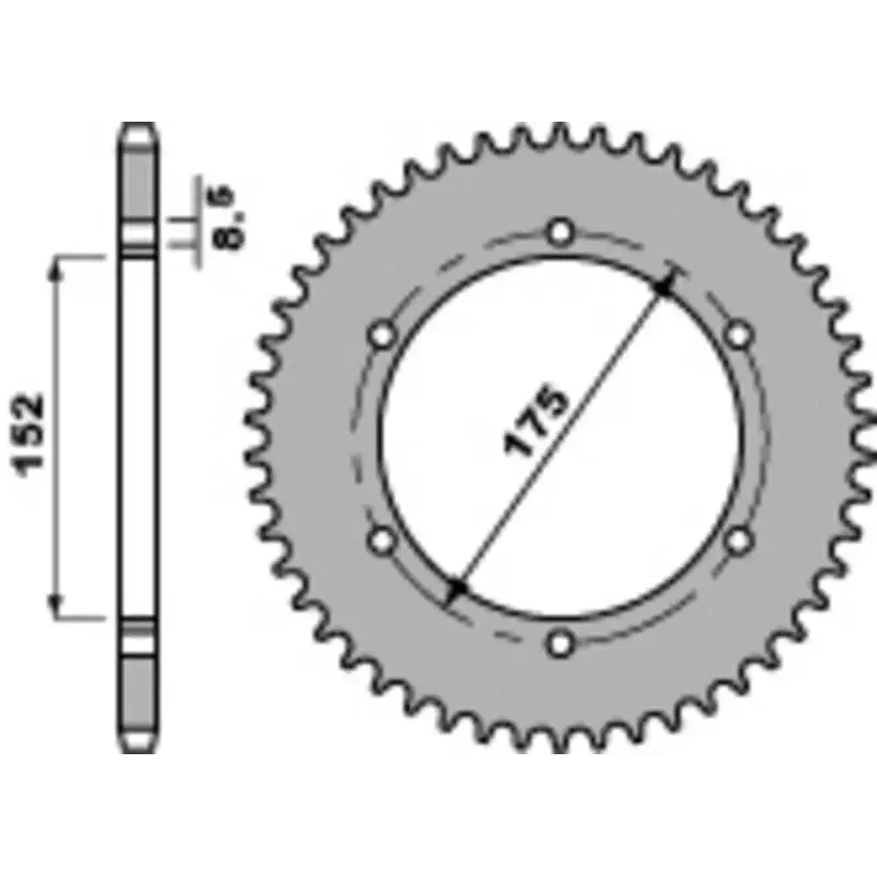 Couronne PBR 53 dents acier standard pas 428 type 844