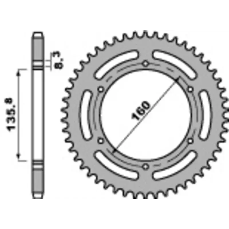 Couronne PBR 43 dents acier standard pas 520 type 3552