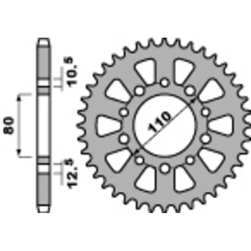 Couronne PBR 42 dents acier standard pas 530 type 334