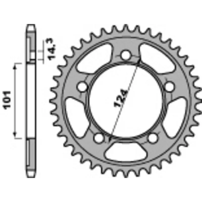 Couronne PBR 38 dents acier standard pas 525 type 4508