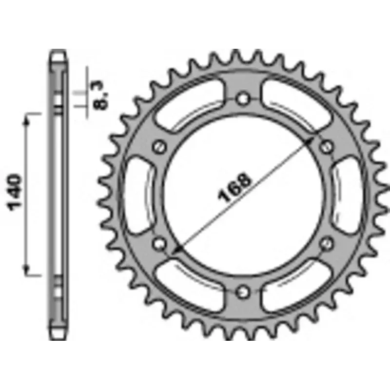 Couronne PBR 47 dents acier standard pas 525 type 4550