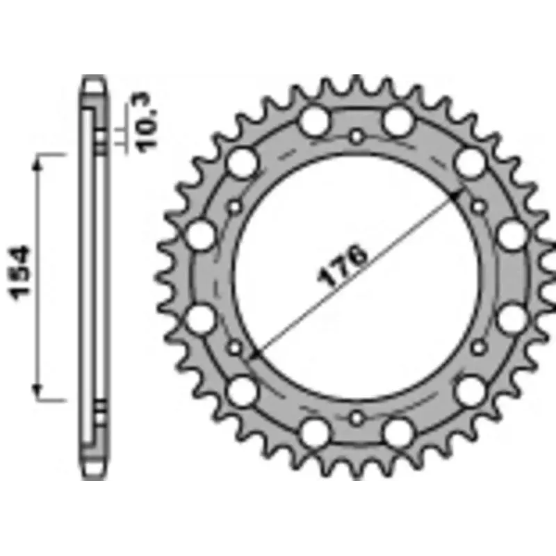 Couronne PBR 44 dents acier standard pas 530 type 4562