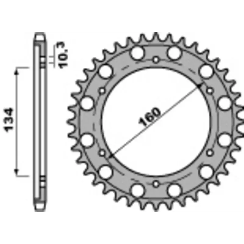 Couronne PBR 42 dents acier standard pas 530 type 4399