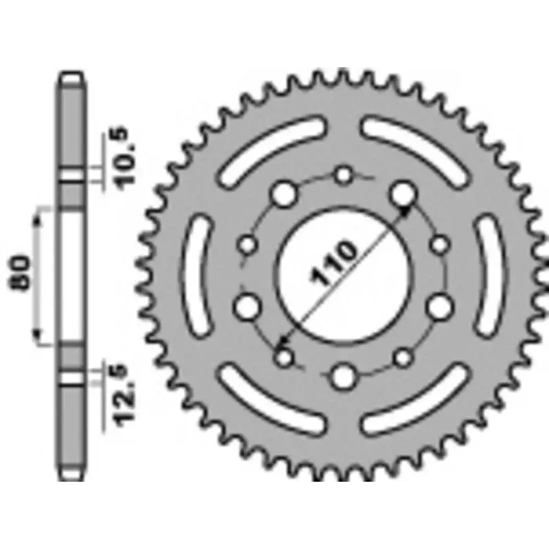 Couronne PBR 42 dents acier standard pas 525 type 4350
