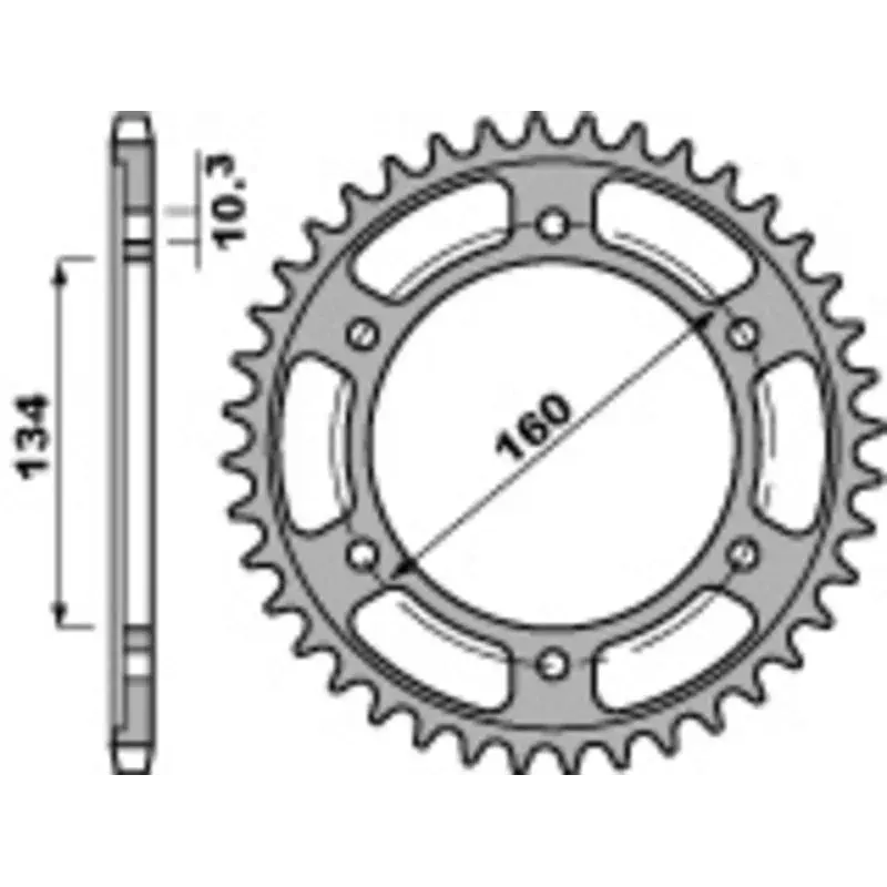 Couronne PBR 45 dents acier standard pas 525 type 4405
