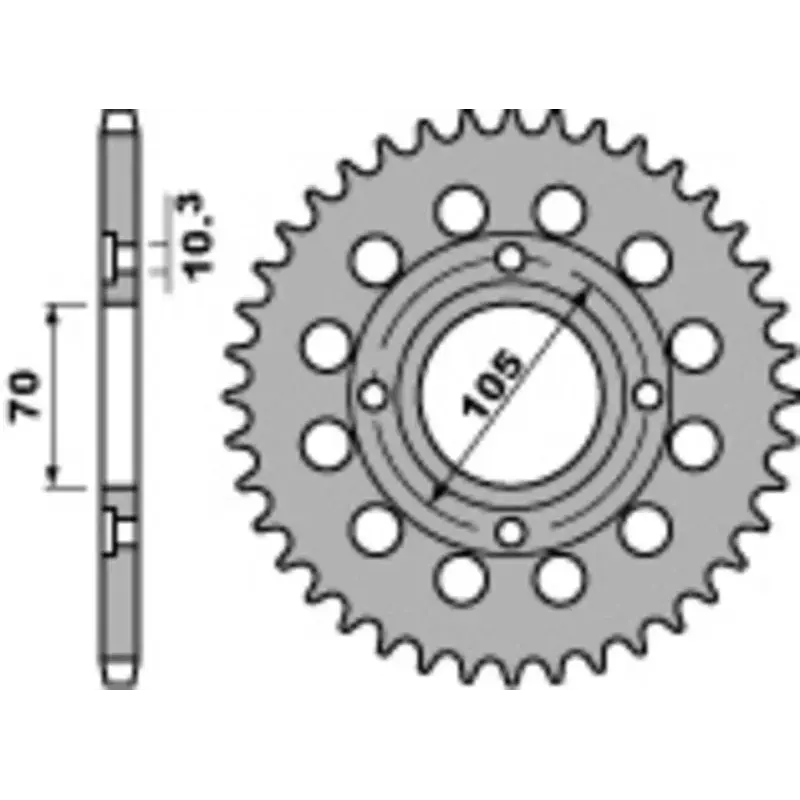 Couronne PBR 36 dents acier standard pas 530 type 278