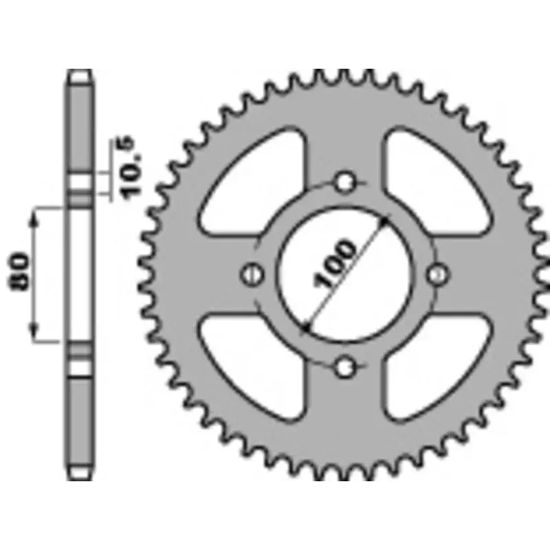 Couronne PBR 45 dents acier standard pas 428 type 4533
