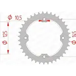 Couronne AFAM 36 dents acier pas 520 type 12407 Yamaha