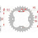 Couronne AFAM 32 dents acier pas 520 type 92324