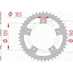 Couronne AFAM 43 dents acier pas 525 type 86500 Triumph