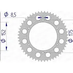 Couronne AFAM 52 dents alu pas 520 type 13301 Yamaha WR200