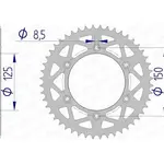 Couronne AFAM 50 dents alu ultra-light pas 520 type 72304N