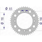 Couronne AFAM 55 dents alu pas 420 type 11104 Honda