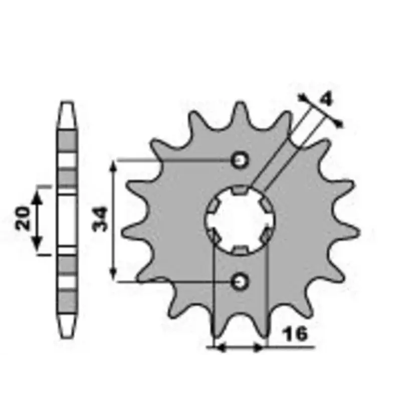 Pignon PBR 13 dents acier pas 428 type 263 Yamaha DT125LC