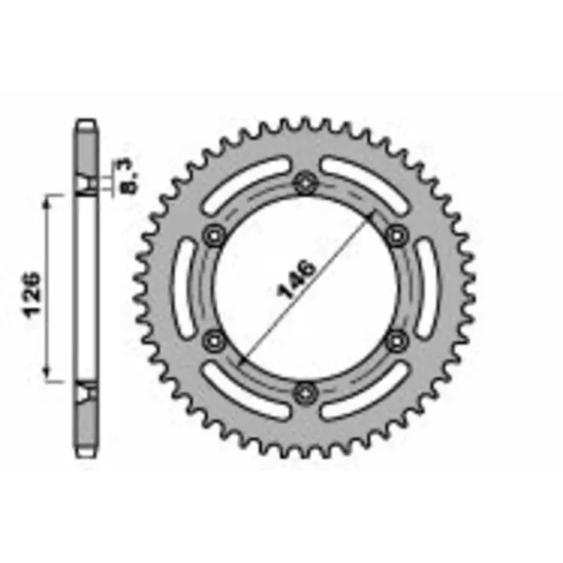 Couronne PBR 50 dents acier standard pas 428 type 805