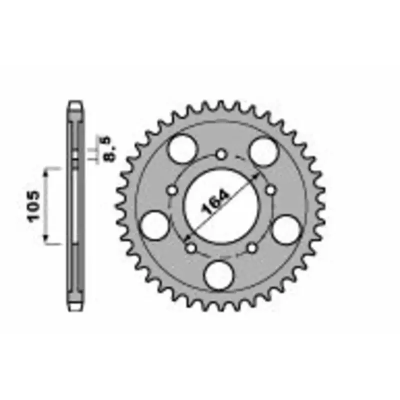 Couronne PBR 46 dents acier standard pas 525 type 4557